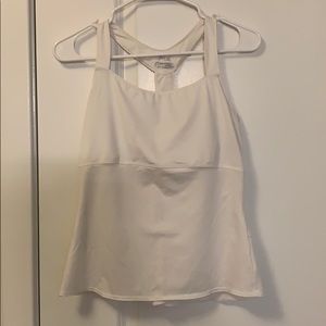 White Y-Back Tank with Built in Bra Sz 2